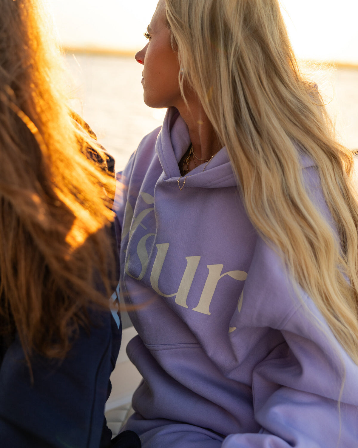 Offsure Print Pullover in Light Purple, worn on the shoot